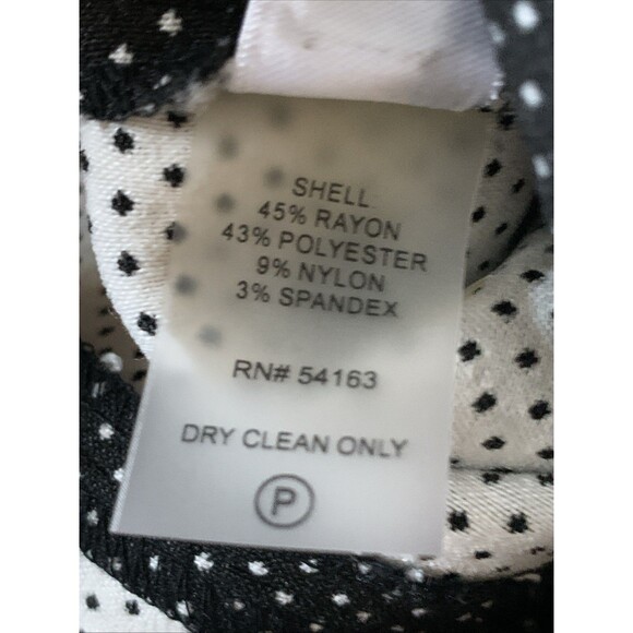 Calvin Klein Midi Dress Polka-Dot Sheath Women's Size 6 Cap Sleeves Black White - Picture 11 of 12